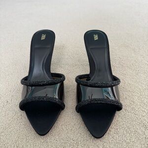 Zara Vinyl Rhinestone Heels